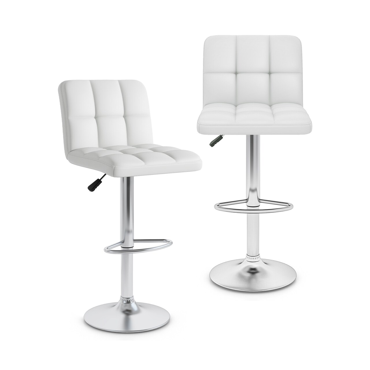 Modern Bar Stools Set of 2 with Back Support, Heavy-Duty Metal Base, Footrest, and Adjustable Height